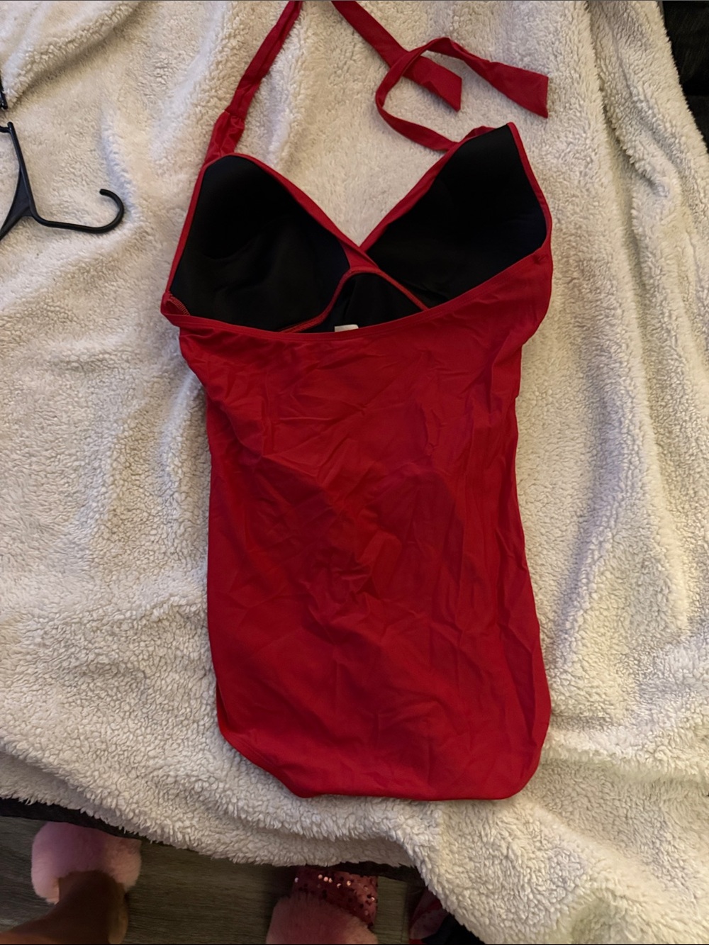 Red Ruched One-Piece Swimsuit - Picture 2 of 4